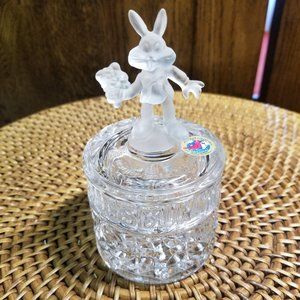 1985 Hofbauer Bugs Bunny Lead Crystal Glass Trinket Dish Vintage Looney Tunes